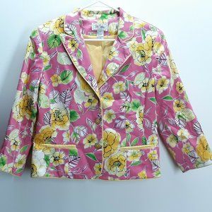 Bob Mackie Studio Blazer Jacket Size 12 Pink Flora